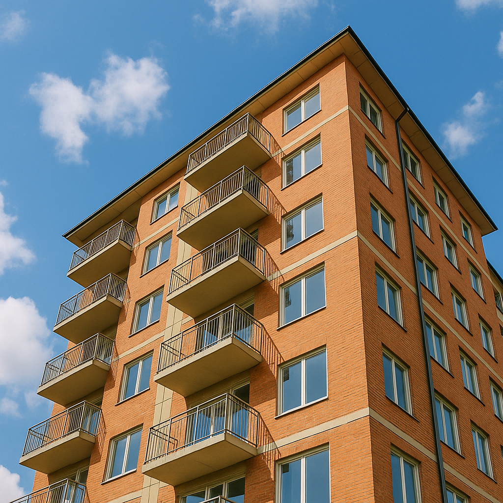 Modern BRF apartment building with balconies